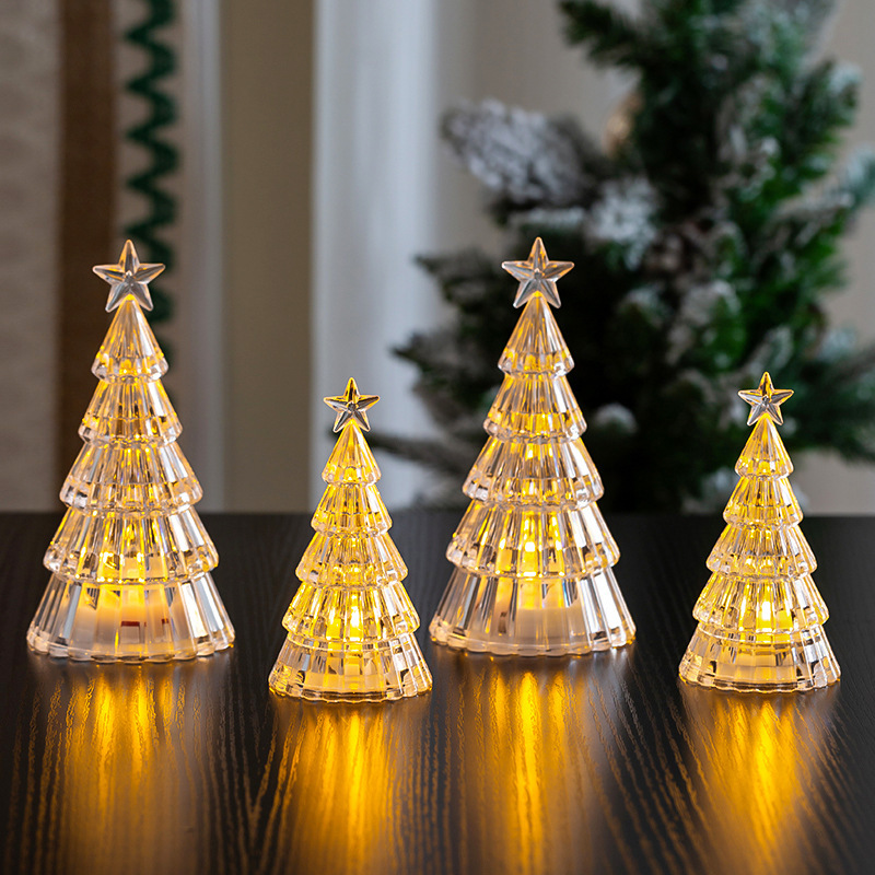 Christmas decorations mini luminous crystal Christmas tree desktop ornaments cross-border creative children Christmas gift lights
