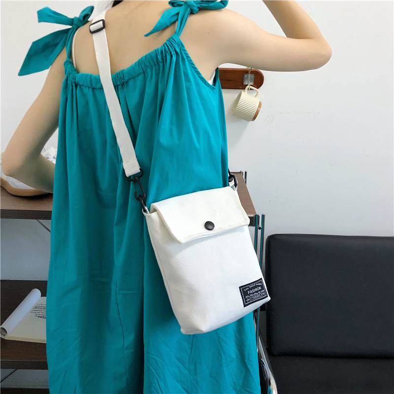 휴대폰가방, 여성용 크로스백, 심플 미니백, 캔버스백, 트렌디하고 활용도가 높은 세로형 숄더키 동전지갑