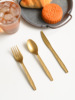 Amazon disposable Plastic products Knife and fork golden Lines thickening tableware suit combination 25 Sticks