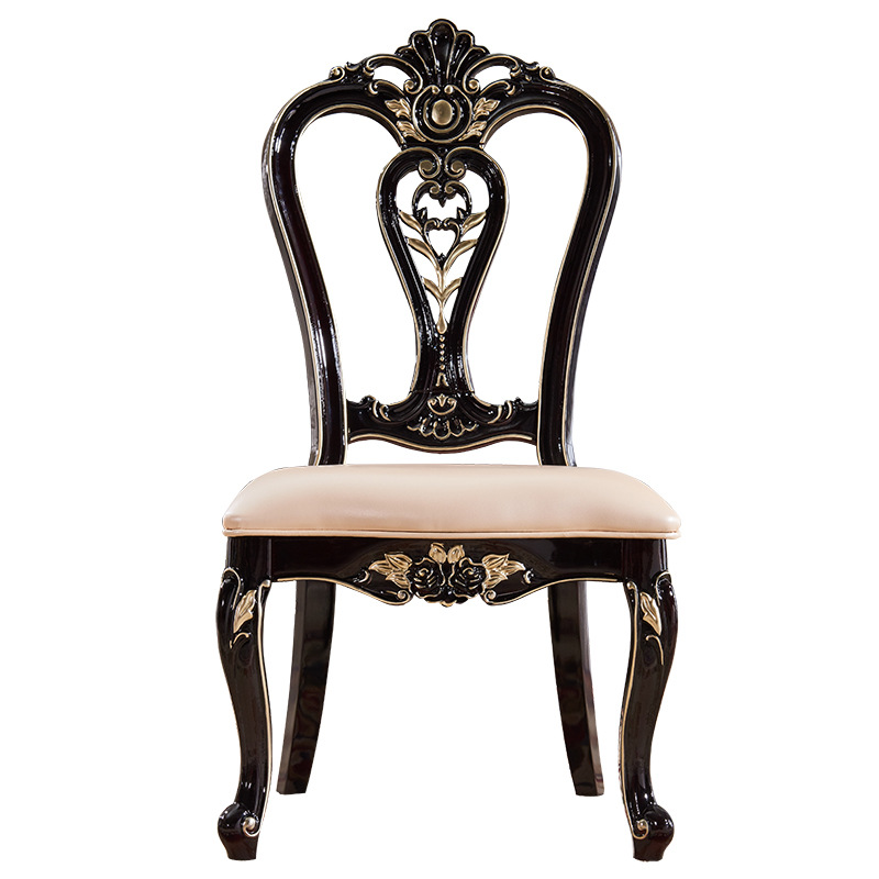 European -style solid wood dining chair black high -end chair luxury…