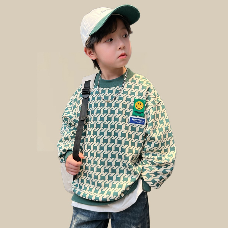 Jungen Pullover Hoodie 2024 Neuer Stil Trendy Frühling Herbst Base Shirt Explosive Street Mitte Große Kinder Top Robust_voghion.com