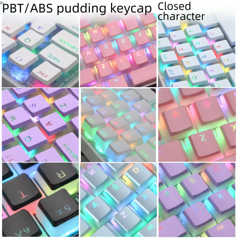 PBT заливка двойной слой двойной цвет прозрачность, закрытая текстура двойной кожи молочно-белый полный набор клавиш верхних клавиш механических клавиш