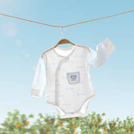夏季薄款三角爬服宝宝初生婴儿无骨a类全棉空调服小熊婴儿包屁衣