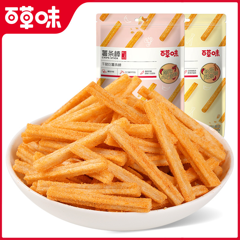 百草味薯条棒100g小吃膨化零食批发零售代发