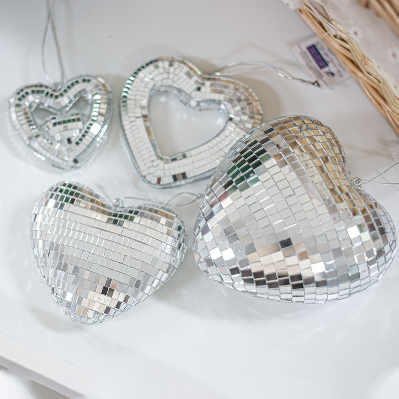 Yazi espejo a medida adornos reflectantes amor caramelo fiesta diseño de boda discoteca plata parche bola de vidrio