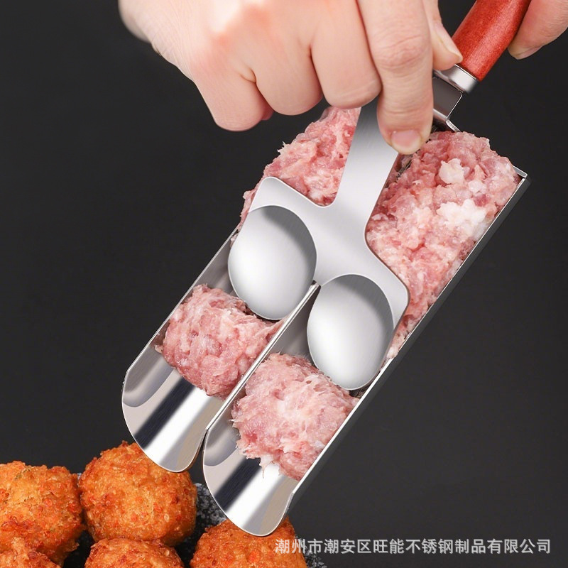 跨境批发家用304不锈钢肉丸制作器 四联饭团肉馅料理挖勺虾滑模具|undefined