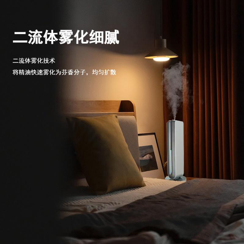 Máquina de aromaterapia de aceite esencial puro, luz ambiental, escritorio, oficina, hogar, aleación de aluminio, difusor de dos fluidos, máquina de aromaterapia tipo columna