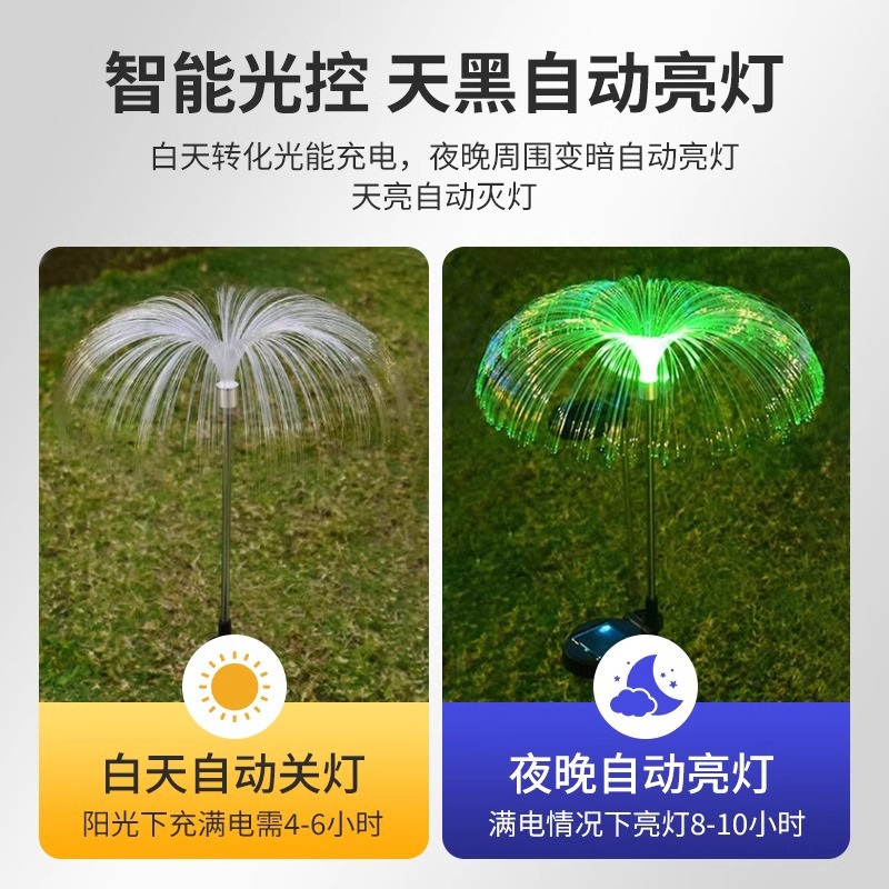 Lámpara de césped solar, lámpara de jardín, lámpara de medusa de cinco capas, lámpara de fibra óptica, lámpara de paisaje de jardín de medusa de una sola capa, cadena de luces decorativas