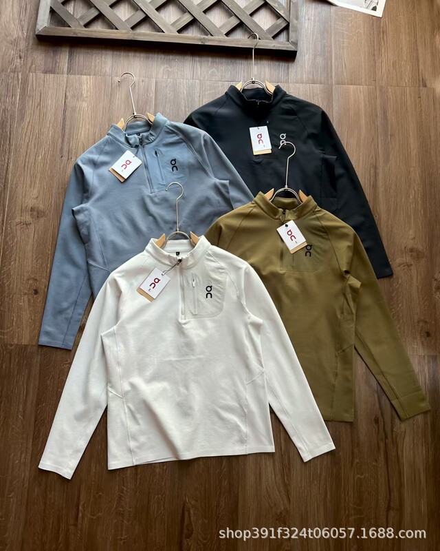 On昂跑 Active-T 通勤舒适透气男款半拉链运动长袖T恤代发健身服|undefined
