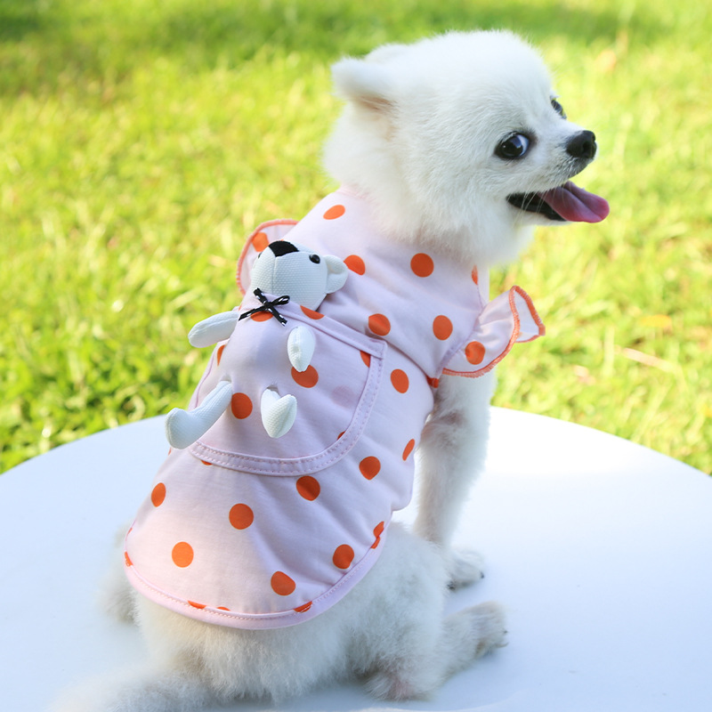Perro mascota bolsillo de gato oso blanco lunares ropa Teddy Fighting Bomei artículos finos de primavera, verano y otoño