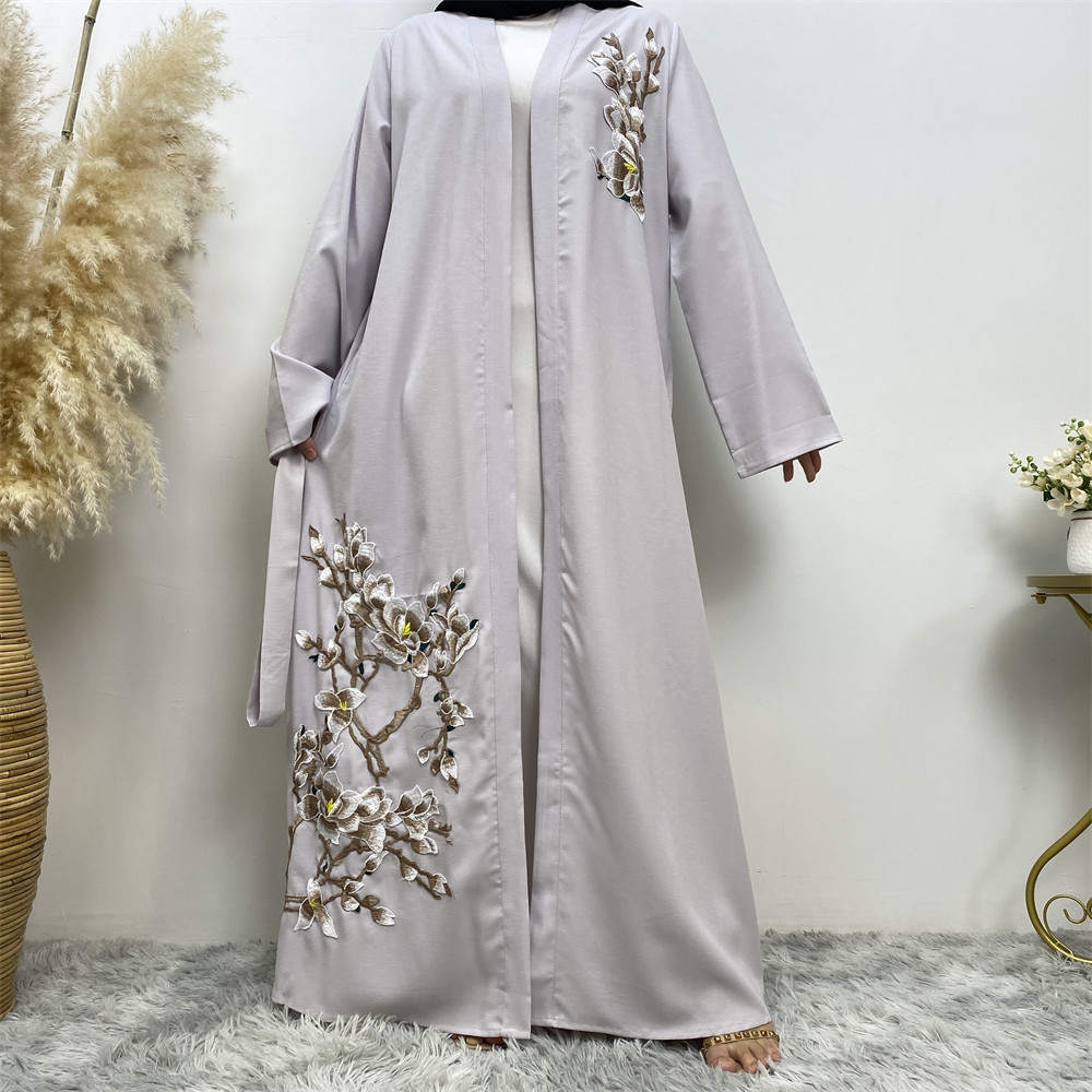 Women's Slim Fit Long Sleeve Cardigan Fashion Robe Embroidered_ecoleips.com