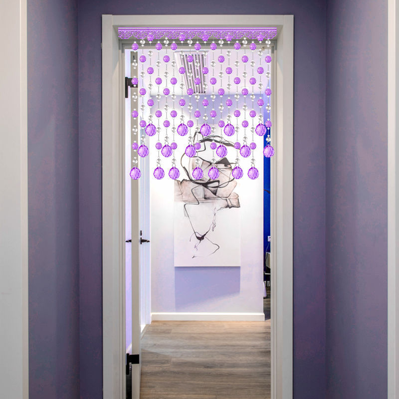 Crystal Bead Curtain Punch-Free Partition Curtain Living Room Entrance Bedroom Aisle Bathroom Door Curtain Decorative Bead Hanging Curtain