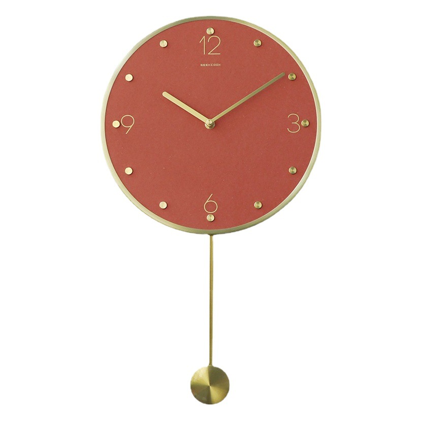 Metal mudo reloj de oscilación: Color de lujo ligero moderno lujo ligero ins Reloj de pared latón escala color MDF reloj cara