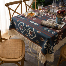 民族風桌布長方形吃飯桌子布家用印花流蘇復古布藝餐廳餐桌布加厚