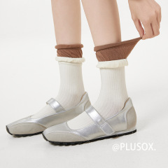 秋冬雙層卷邊復古撞色中筒襪無骨襪堆堆襪韓系襪子時尚日系棉襪