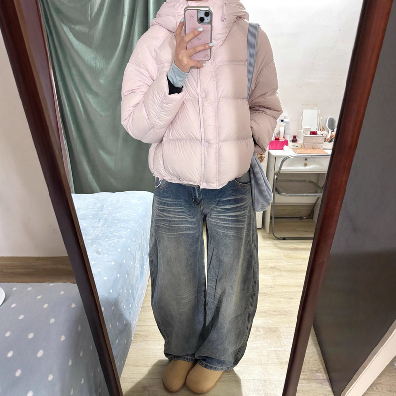 90 White Duck down 2026 Winter New Pink Puffer down Jacket for Women, Short Style, High-End Feel, Thickened Coat for Petite Sizes 90 White Duck down 2026 Winter New Pink Puffer down Jacket for Women, Short Style, High-End Feel, Thickened Coat for Petite Sizes