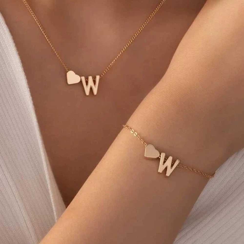 Набор ожерелья и браслета, ретро металлическая буква M, европейский стиль, шарм из сплава
