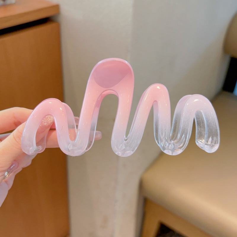 Coreano gradiente rosa abrazadera de arco para mujeres cabeza trasera gran cabello de cabello de cabello de cabello de tiburón