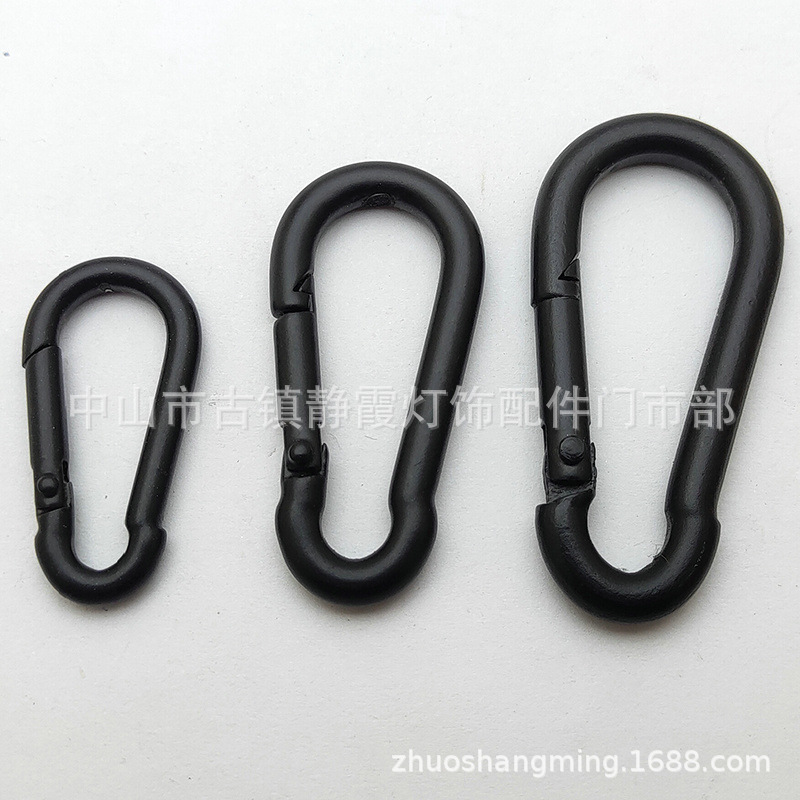 弹扣灯具配件安全扣活动扣登山扣吊链锁具4/5/6/8/10mm索具哑光黑