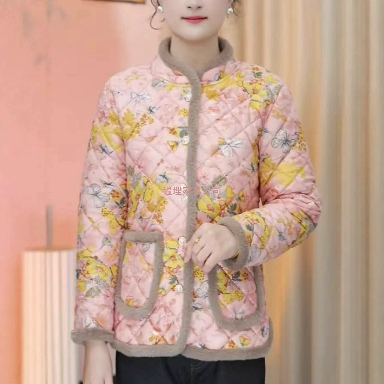 Winter fashionable keep warm down jacket for mother, for middle age, increased thickness, floral print