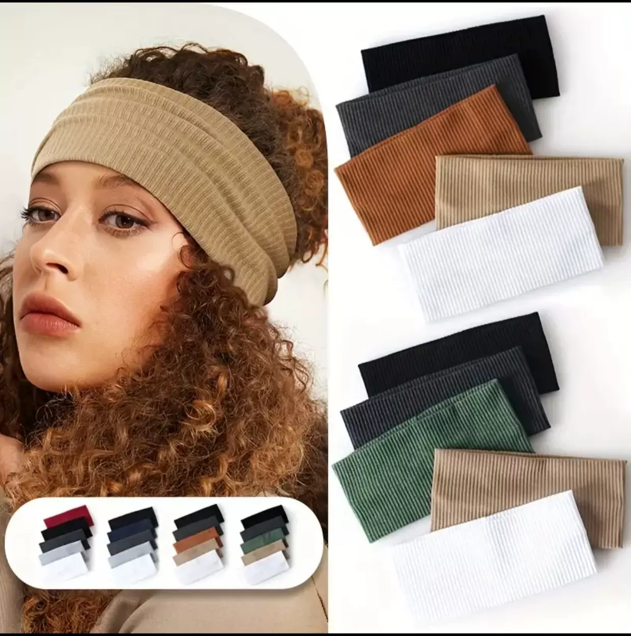 跨境爆款纯色运动发带复古针织瑜伽头带高弹力宽边波西米亚头巾