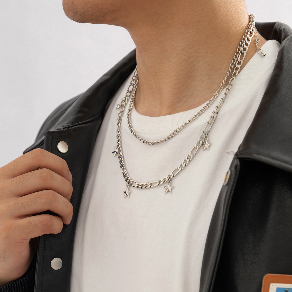 1 Piece Hip-Hop Star Alloy Iron Plating Menu0027S Layered Necklaces