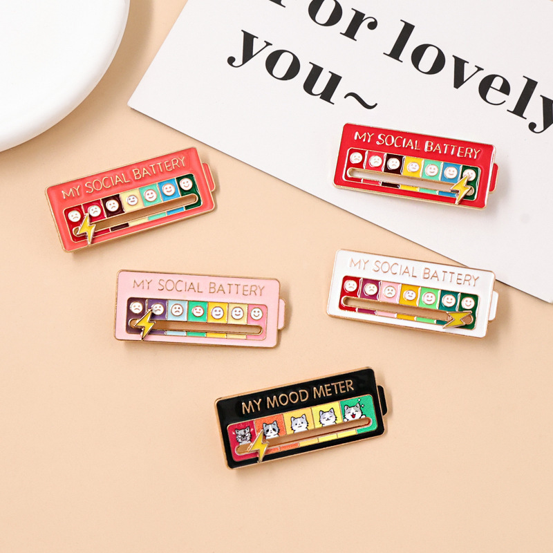 Mood-Changing Energy Brooch, Slideable Personalized DIY Social Power Alloy Badge, Interactive Mood Brooch