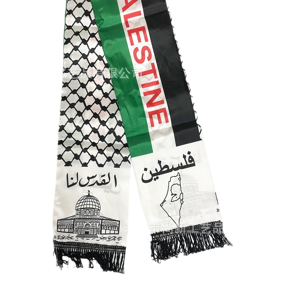 Palestine Scarf Satin Polyester Flag Neck Scarf Cross-Border In-Stock Neck Hanging Wedding Decoration
