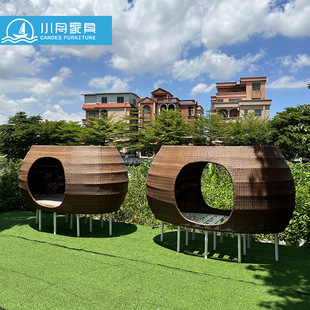 Outdoor Leisure Creative Round Bed Outdoor Scenic Spot B&B Villa Internet Celebrity Check-In Bird's Nest Waterproof Sun Protection Furniture