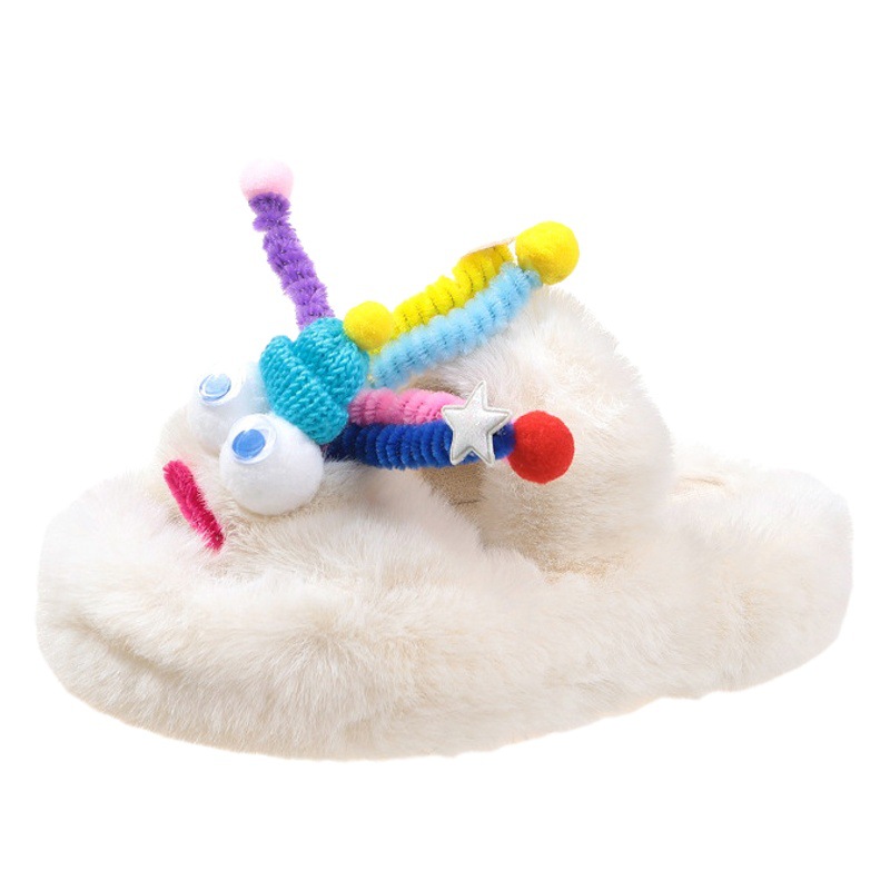 Nicho diseño original lindo divertido Zapatillas de lana para las niñas dormitorio desgaste al aire libre otoño fondo grueso hogar perezoso zapatos las mujeres