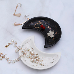 Nordic style foreign trade Japanese creative moon-shaped ceramic jewelry tray storage tray moon plate home dish