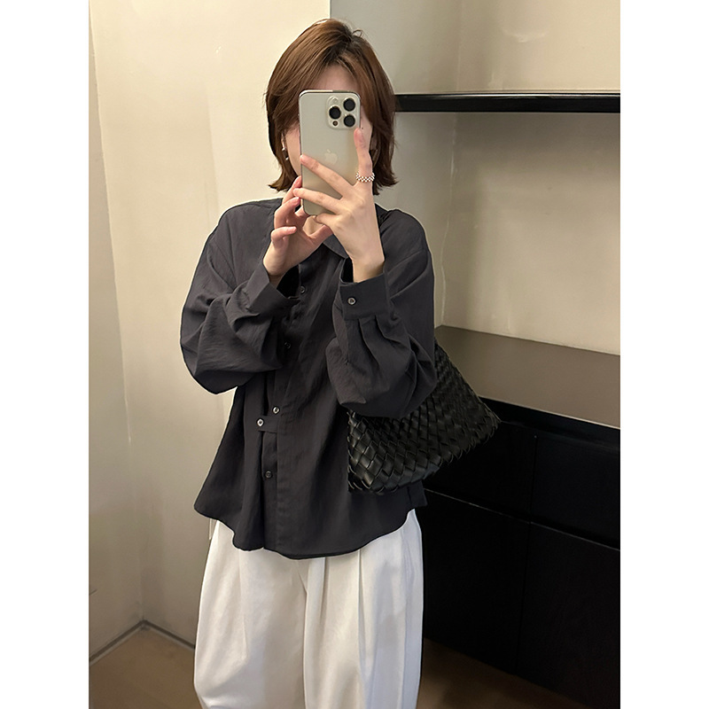 MMC DITION白衬衫女装秋季新款收腰显瘦长袖衬衣设计感假两件上衣|undefined