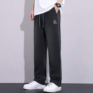 男士春秋季新款抽绳仿牛仔时尚百搭柔软亲肤透气潮流薄款休闲裤