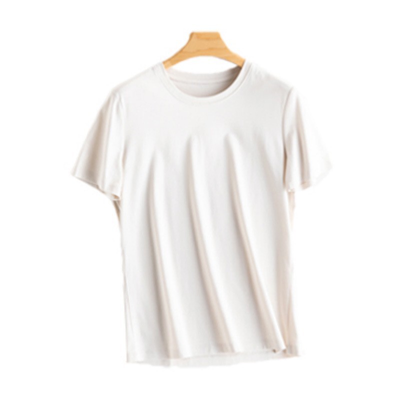 マルベリーシルクシルケットコットンアイスシルケットコットンラウンドネックシルク半袖男性と女性のTシャツ女性2025夏涼しく通気性|undefined