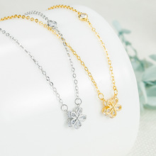 新款甜美温柔小花锁骨链轻奢小众设计毛衣链闺蜜生日礼物女生