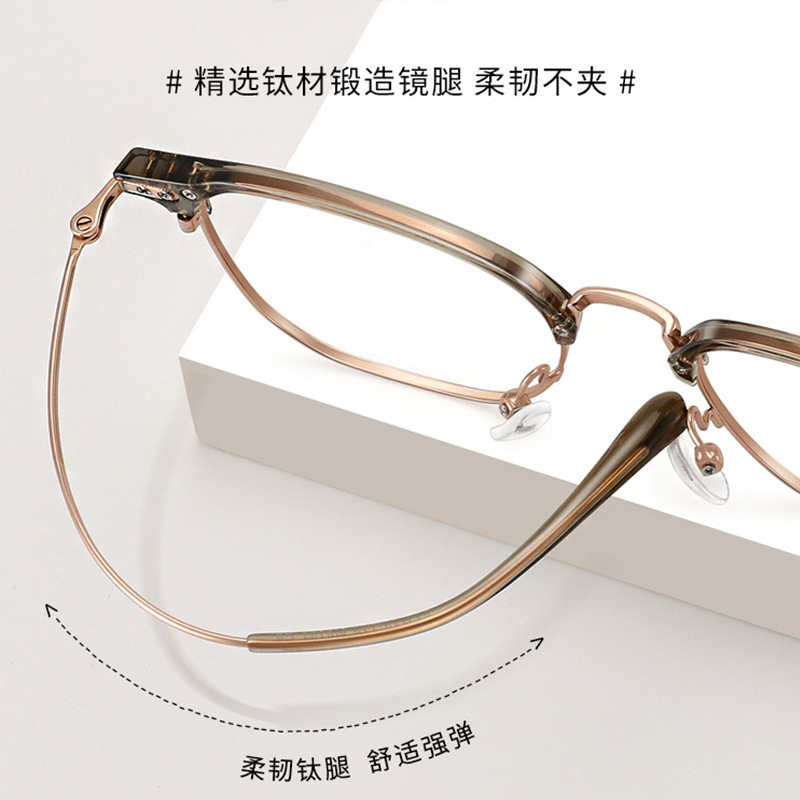 新商品の超軽量ネット赤レトロ眼鏡枠女性高級感眉半枠潮金素顔神器は度数があります。|undefined