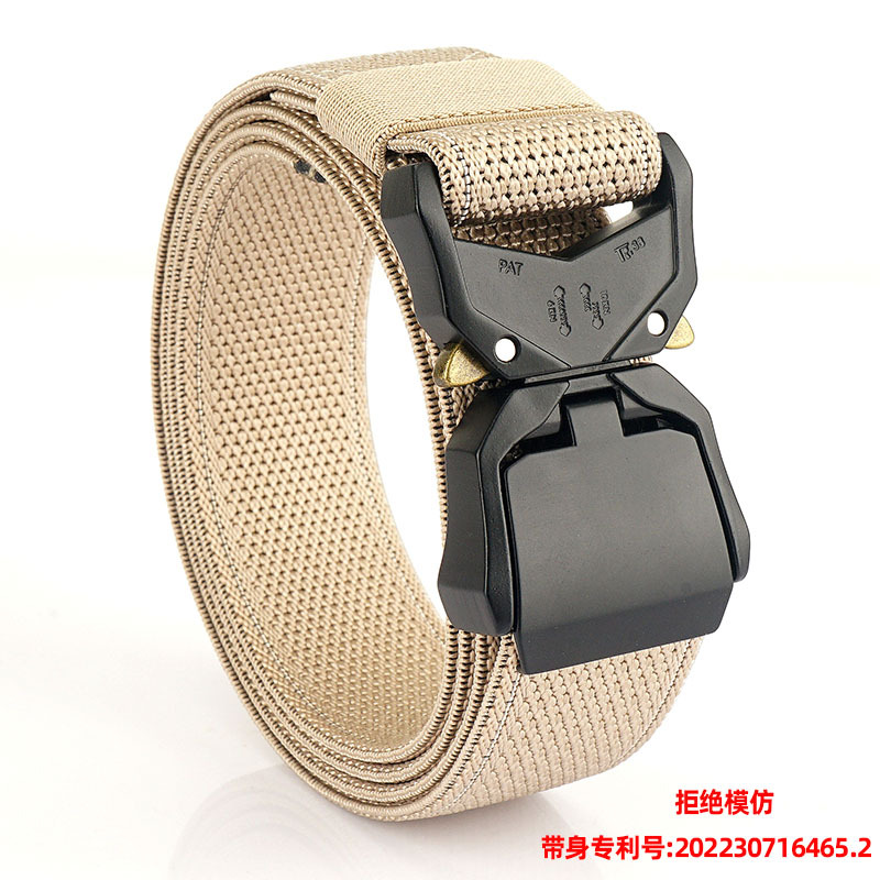 Nuevo cinturón táctico de aleación de aluminio de los hombres de función rápida hebilla de nylon real elástico tejido pantalones de lona cinturón