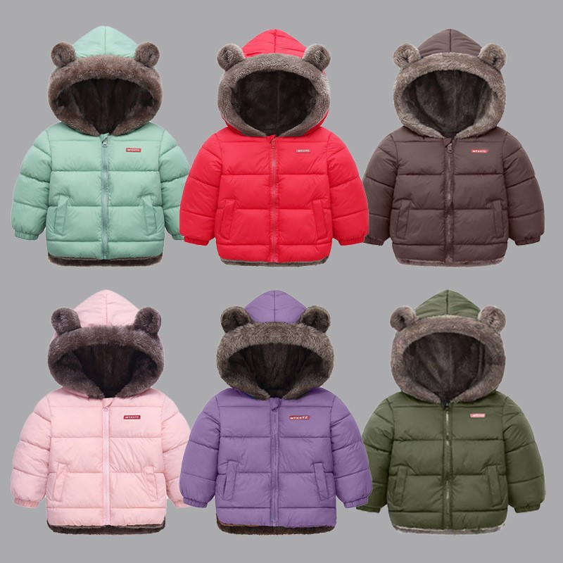 Chaqueta de plumón para niños Chaqueta corta de algodón de lana de cordero Chaqueta de algodón para niños y niñas Chaqueta de bebé forrada de lana gruesa de invierno para niños