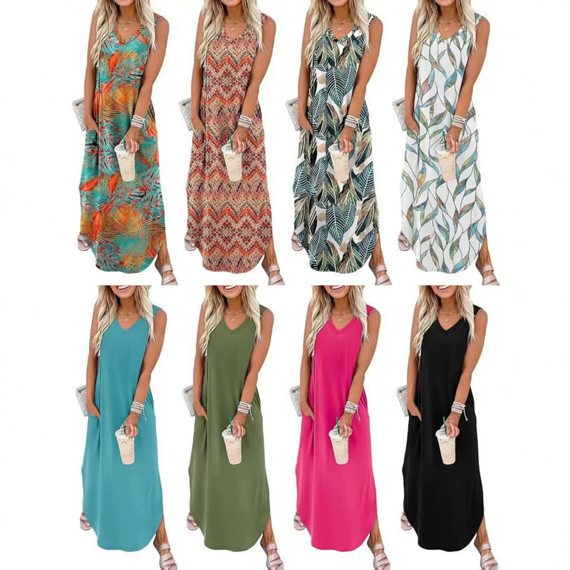2026 Cross-Border Summer Dress, Ultra-Long Dress, Vacation Beach Tank Dress with Pockets, Amazon Independent Site 2026 Cross-Border Summer Dress, Ultra-Long Dress, Vacation Beach Tank Dress with Pockets, Amazon Independent Site