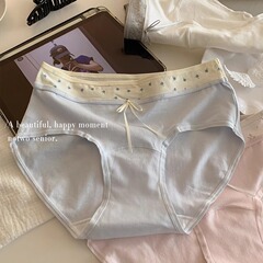 10A加长裆抑菌女生内裤女撞色拼接纯棉中腰包臀不夹臀夏季三角裤