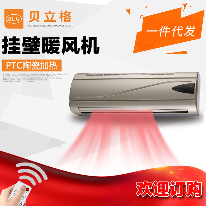 Indoor Heater Household Wall-Mounted Bathroom Mobile Heating and Cooling Small Air Conditioner Remote Control Electric Heater Hot Fan
