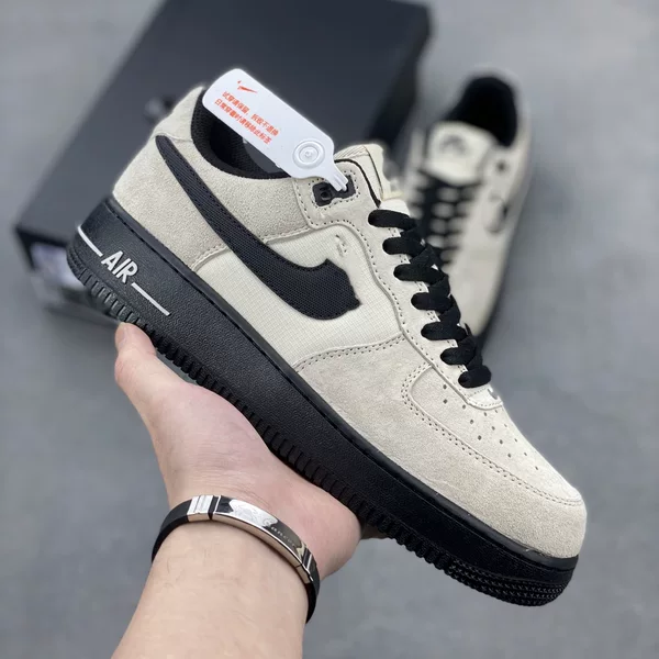 Original Force 1 Air Force 1 Gray Brown Bone White Ice Blue Longjing Tea Color Unisex Casual Versatile Sports Sneakers