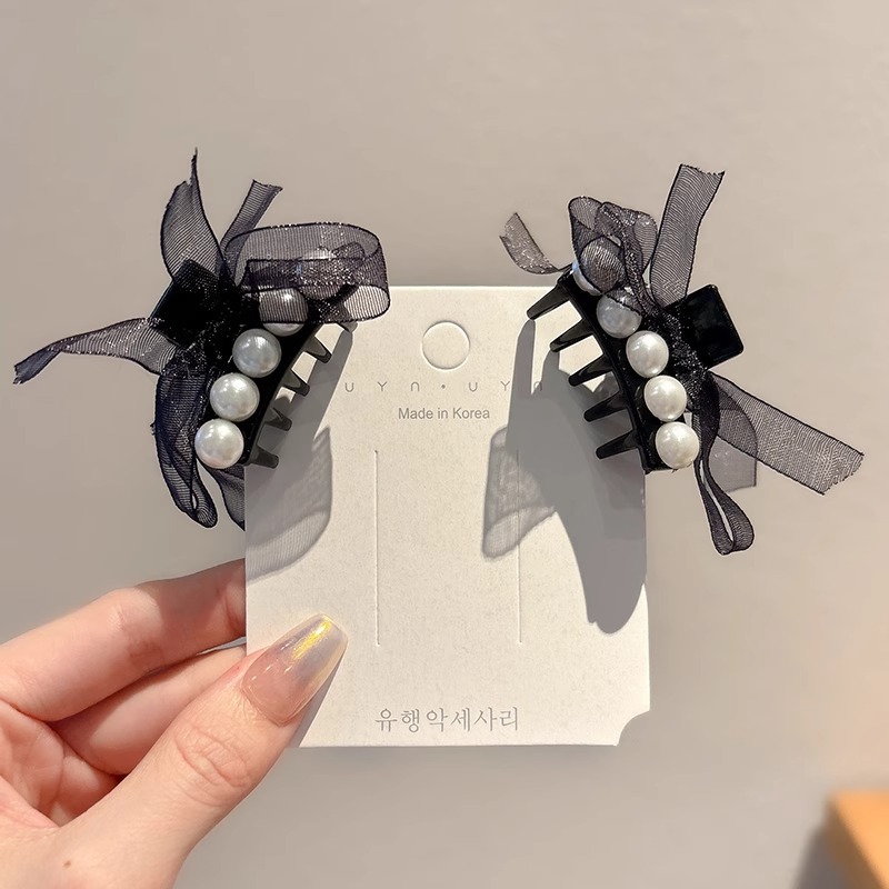 Clip de cabello de arco negro pequeña princesa cabeza agarrando clip de cabello de alta calidad para mujeres frises cortas clip de cabello lateral pinza de cabello