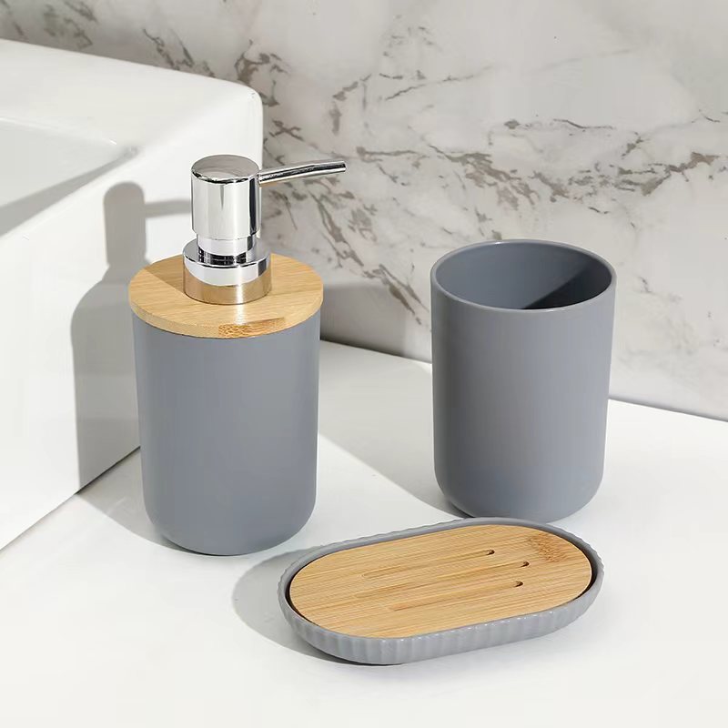 Color sólido blanco y negro de alta gama, caja de jabón, soporte de cepillo de dientes, botella de emulsión, enjuague bucal, caja de algodón, oferta transfronteriza