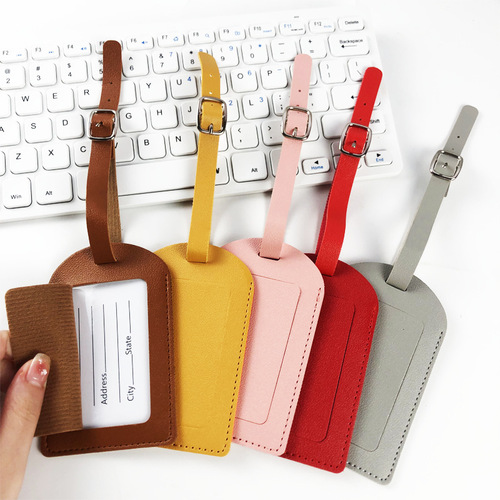 Cross-border spot thick PU leather boarding pass with bag hardware fasteners, gift inner signature paper luggage tag wholesale