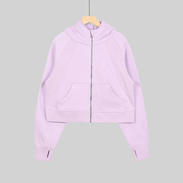 lulu-style Scuba full-zip hooded oversized sweatshirt for women, with thumbholes, casual sporty outerwear