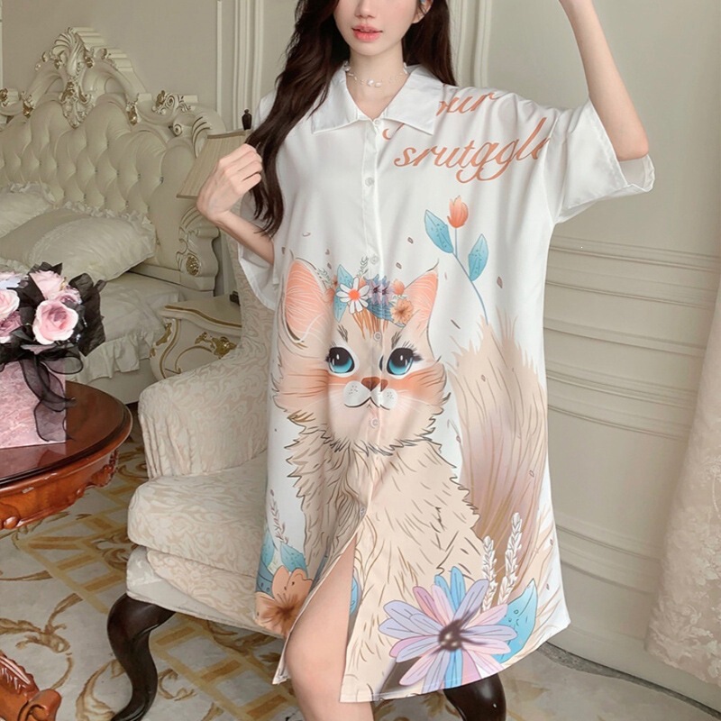 2026 Loose-Fitting Sexy Nightgown, Silky Ice Silk Summer Style, Can Be Worn Outside as Loungewear, High-End Internet Celebrity Hot-Selling Sleepwear 2026 Loose-Fitting Sexy Nightgown, Silky Ice Silk Summer Style, Can Be Worn Outside as Loungewear, High-End Internet Celebrity Hot-Selling Sleepwear
