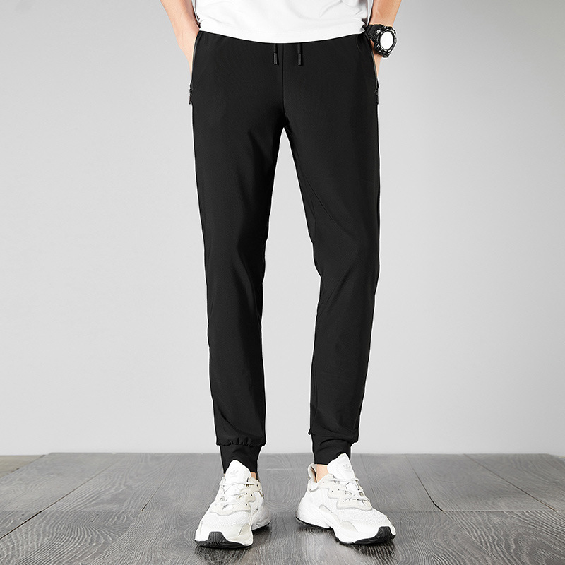 Silk fashionable men's elastic solid color thin quick dry sports…