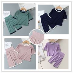 兒童空調服夏季薄款寬鬆柔軟護肚男女童寶寶睡衣家居服套裝