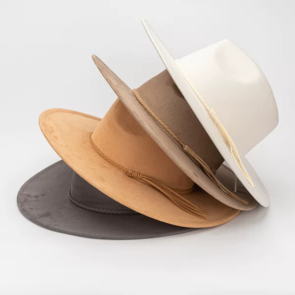 9.5cm Big Side Peach Heart Hat Suede Felt Hat European and American Retro Fashion Big Side Hat Flat Side Gentleman Hat